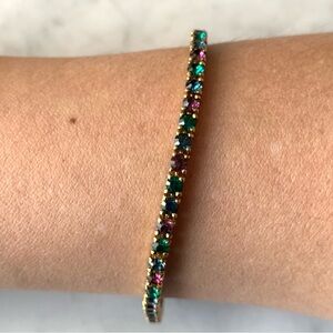 Joan Rivers Colorful Crystal Tennis Bracelet Gold Plated Faux Precious Stone 8”